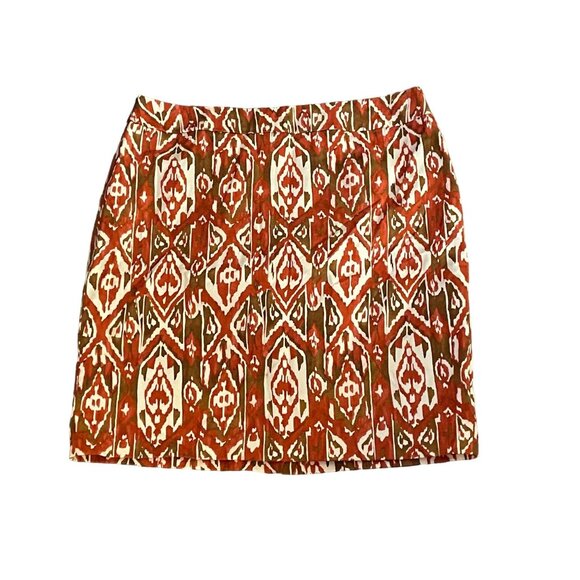 Valerie Bertinelli Red & White Ikat Print Skirt Size 14 100% Cotton #V-5-11-10 - Picture 1 of 4